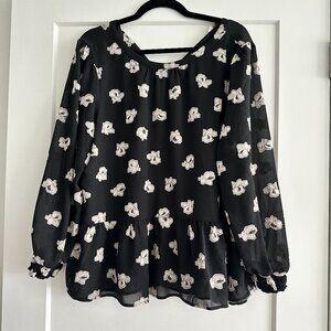 Loft Peplum Long Sleeve Floral Blouse